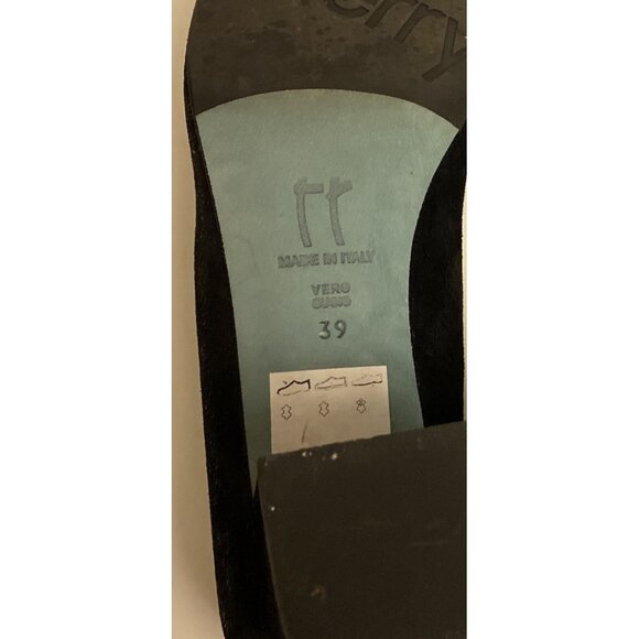 Thierry Rabotin EU 39 Black Pumps Soft Textured Leather Patent Heel Italy US 5.5 - Picture 11 of 12